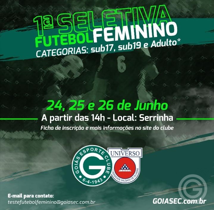 Goiás reabre inscrições para futebol feminino - Goiás Esporte Clube