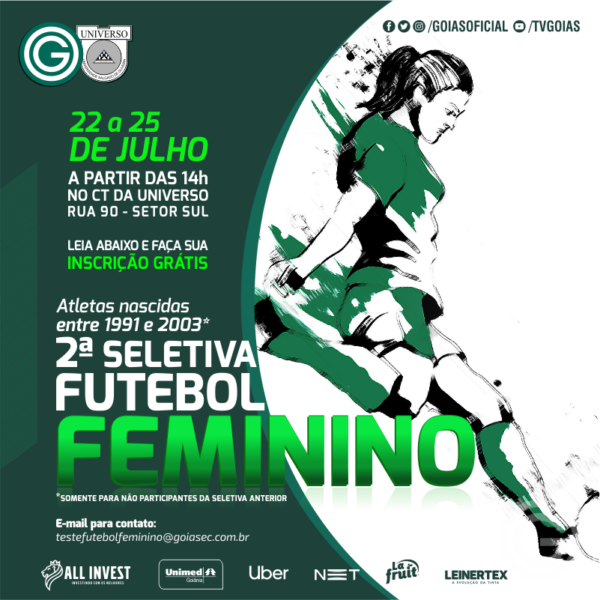 Goiás reabre inscrições para futebol feminino - Goiás Esporte Clube