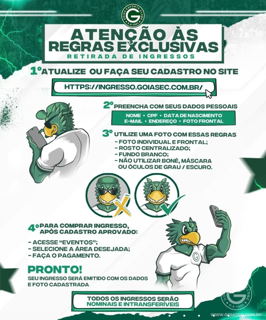 Goiás x Palmeiras – Sábado 16/04/2022 – 16h30- Orientações  Sócios-Torcedores - Goiás Esporte Clube